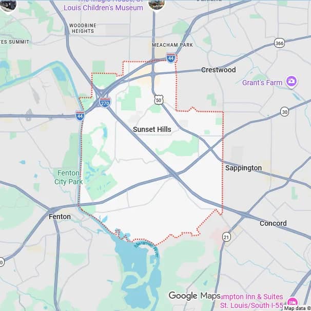 Map of Sunset Hills, MO