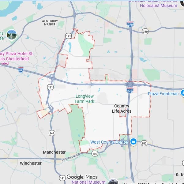 Map of Town and Country, MO