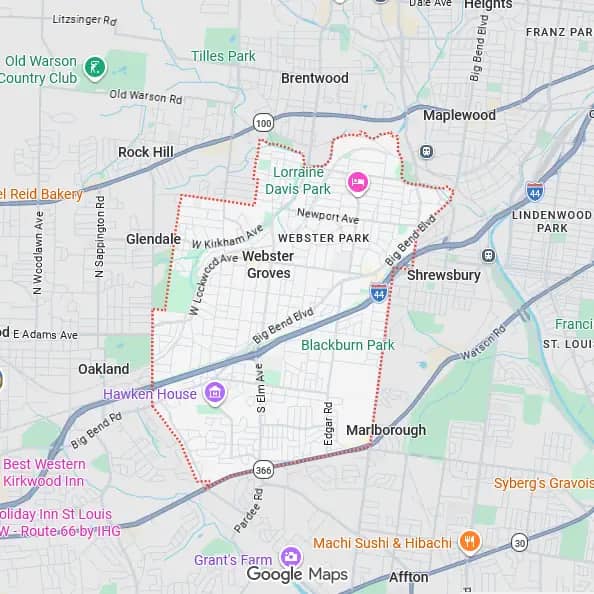 Map of Webster Groves, MO