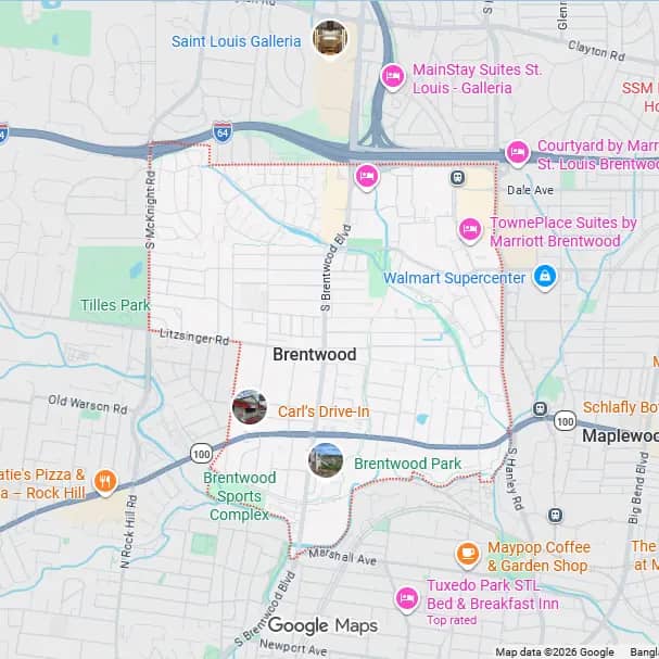 Map of Brentwood, MO