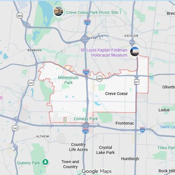 Map of Creve Coeur, MO
