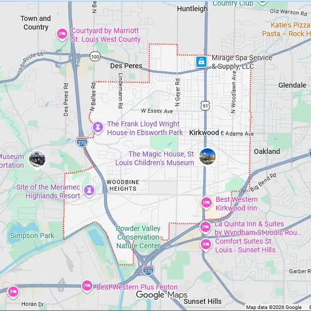 Map of Kirkwood, MO