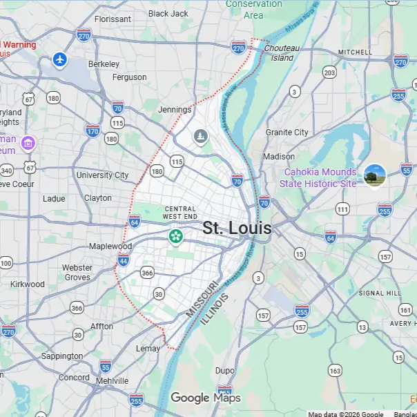 Map of St. Louis City, MO